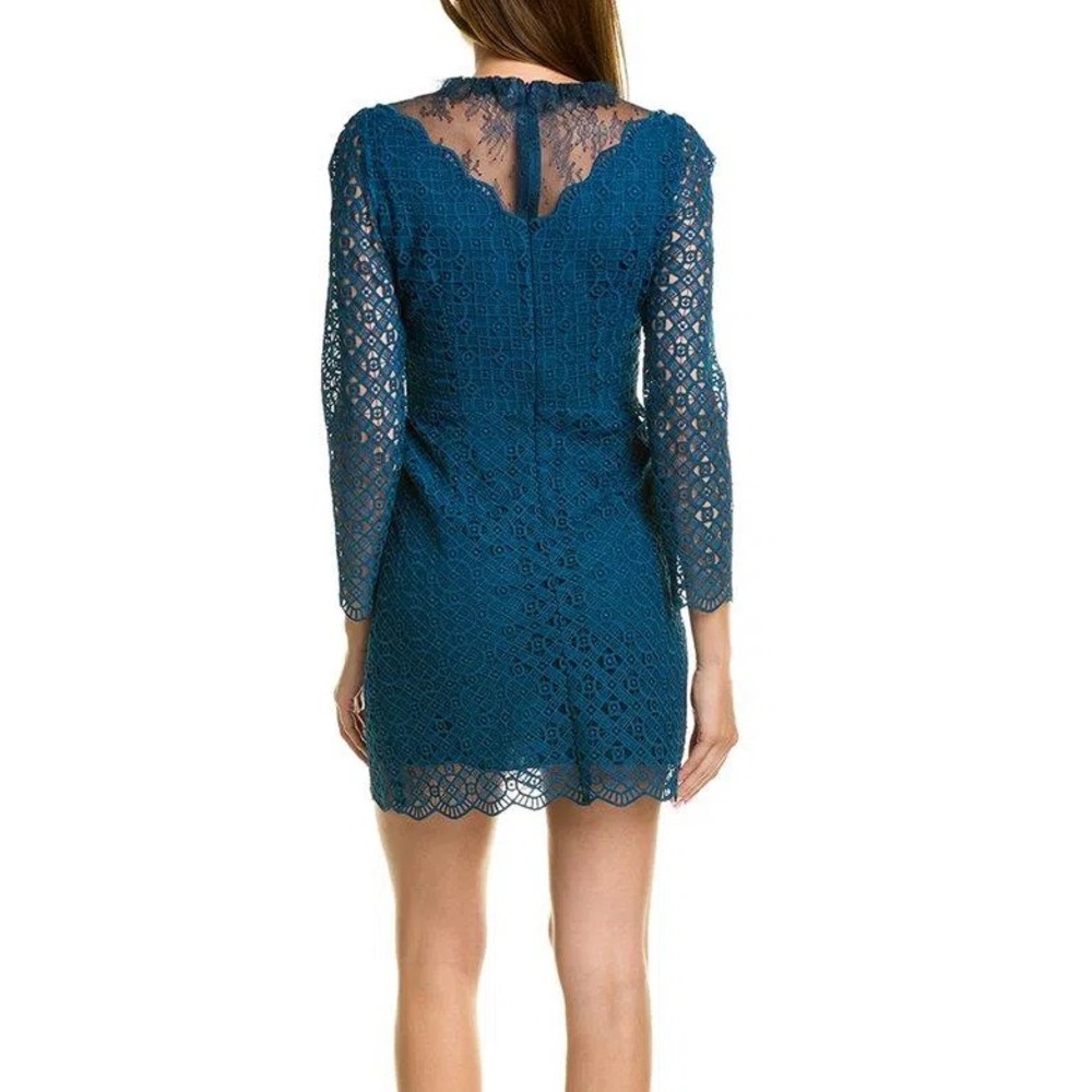 SANDRO BARTSIE TEAL LACE SHEER LONG SLEEVE MIDI DRESS - Picture 12 of 17